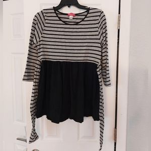Striped Peplum Maternity Shirt